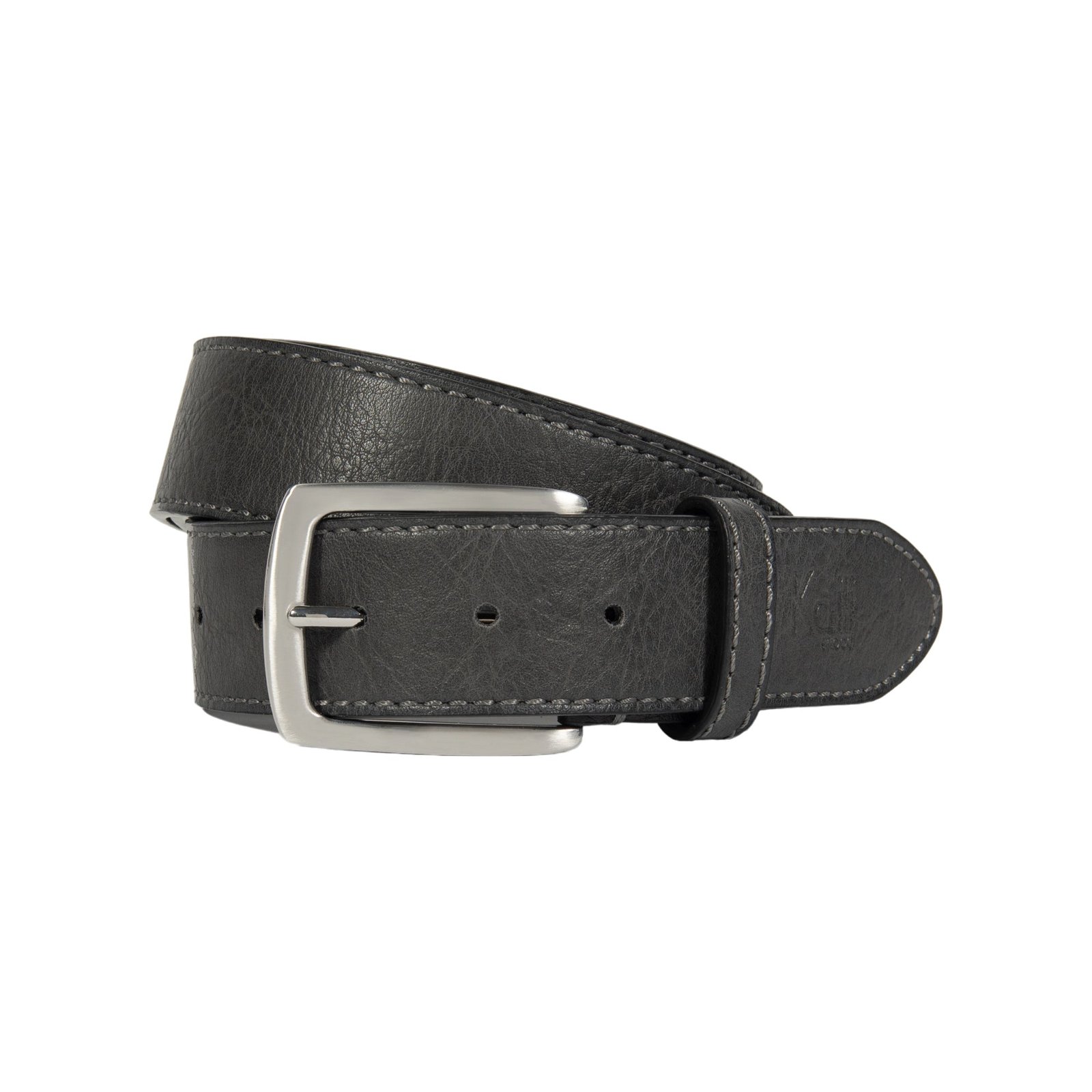K4008KB | Men's Belt in Leather Lining Pu Finish. Anthracite color. Size: 125 x 3.8 x 0.5 cm (waist 110 cm). Packaging: hard bottom/cover Gift Box