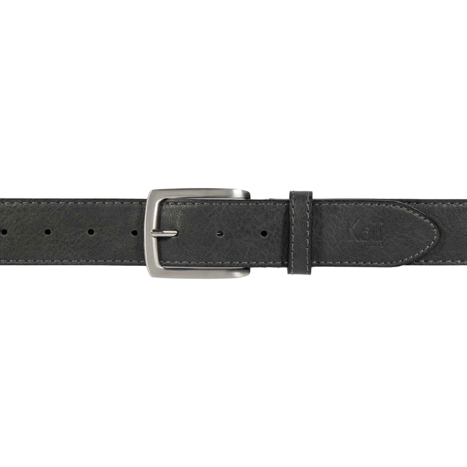 K4008KB | Men's Belt in Leather Lining Pu Finish. Anthracite color. Size: 125 x 3.8 x 0.5 cm (waist 110 cm). Packaging: hard bottom/cover Gift Box